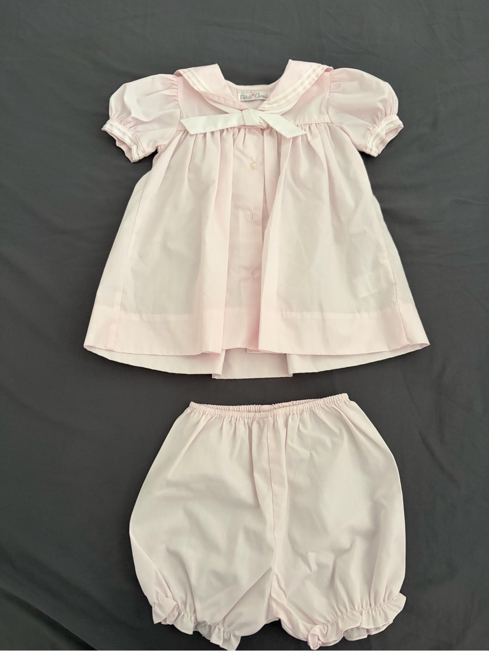 Petit Ami Light Pink Sailor Top & Bloomers Set